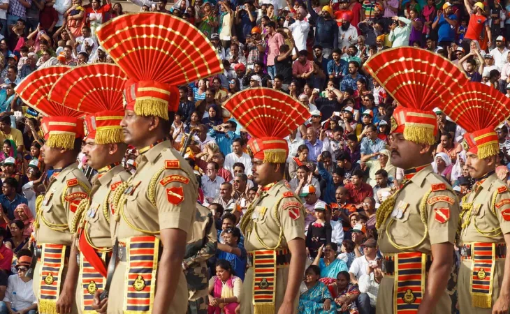Wagah Border retreat ceremony near Amritsar, included in our full-day city tour